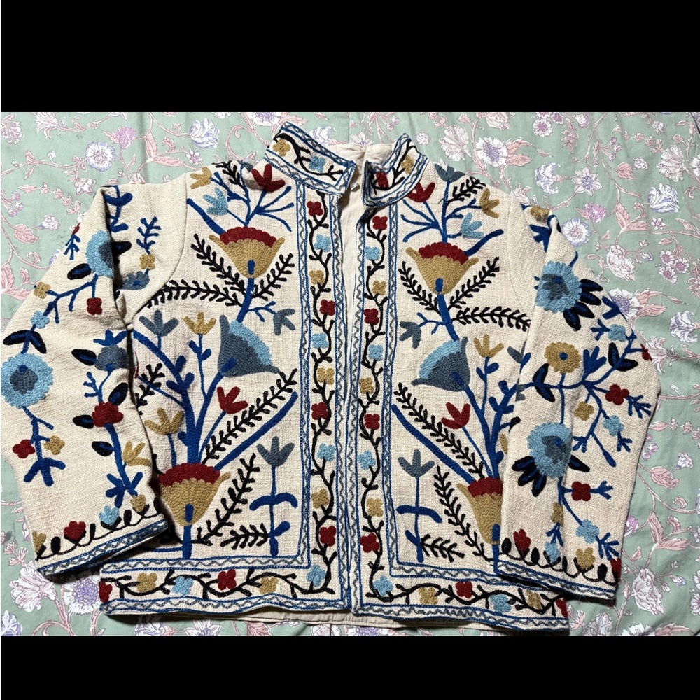 Floral Embroidered Handmade Kantha Jacket